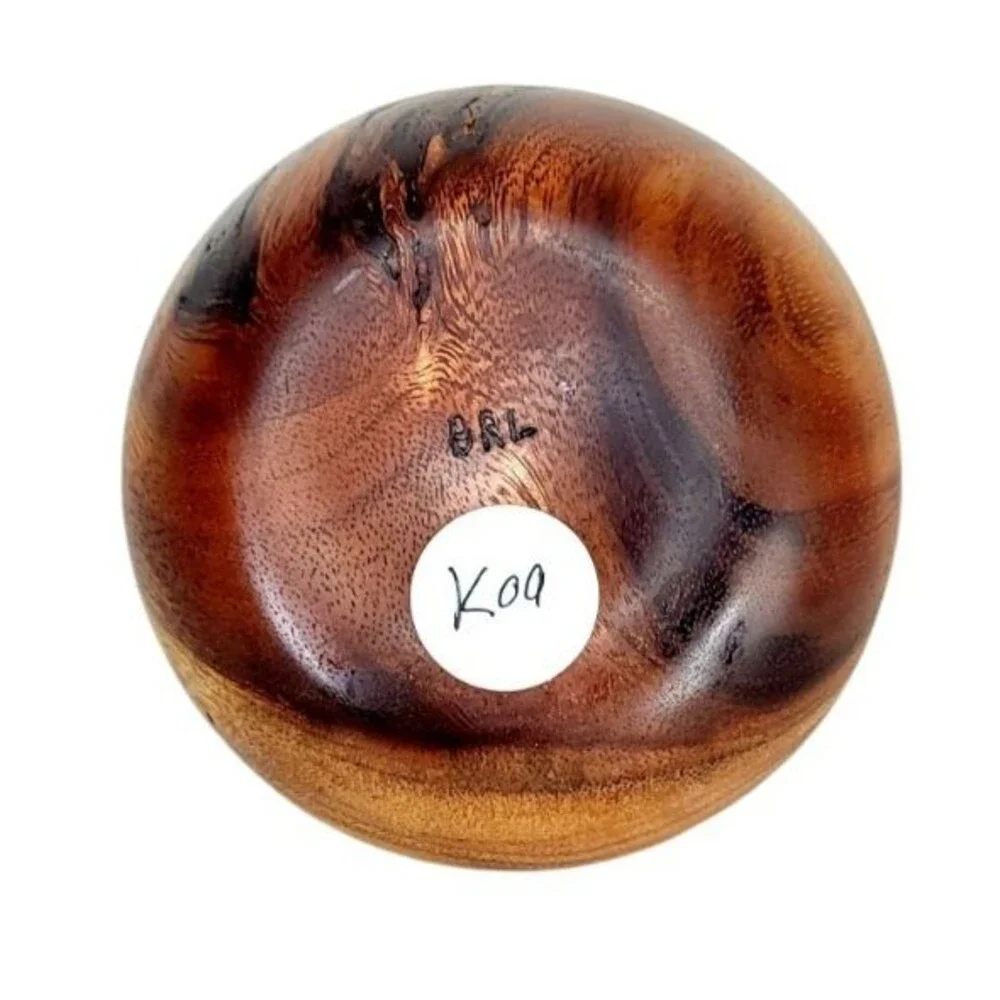 Vintage MCM KOA Wood Natural Edge Rustic Modernist Bud Vases Glass Insert Signed